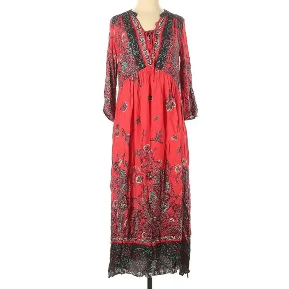 Free People Red Blue XS Paisley Dress - Picture 4 of 10